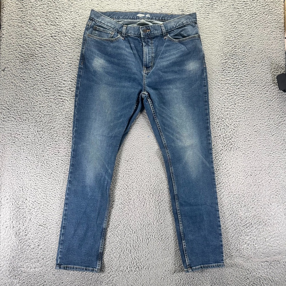 Old Navy Built-In Flex Jeans Mens 38x32 Blue Cotton Denim Skinny Faded Stretch